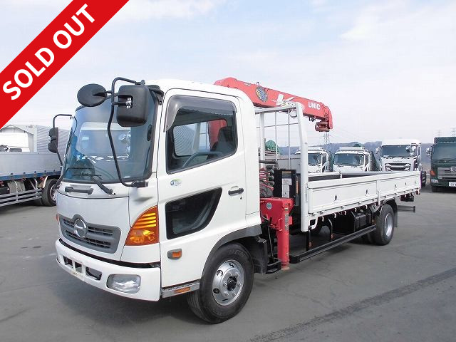 2006 Hino Ranger, standard wooden body with crane, Furukawa Unic 4-speed, hook-in, ETC, 123,000km