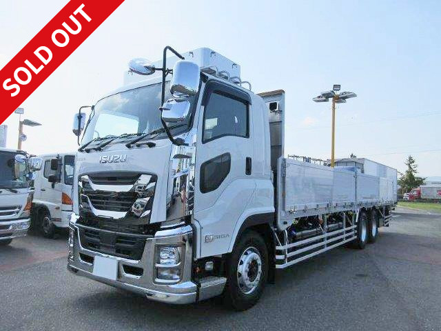 2017 model Isuzu Giga large flatbed, aluminum block, 5-way opening, high floor, 2 rear axles, 9600 body, rear wheel air suspension, retarder