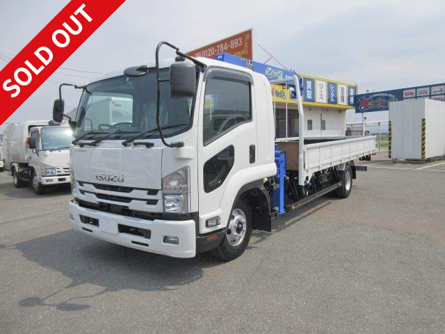 [For rental only] [New model] 2018 Isuzu Forward, flatbed with medium-sized crane, wide body, Tadano 4-speed, hook-in, radio control, PCS device