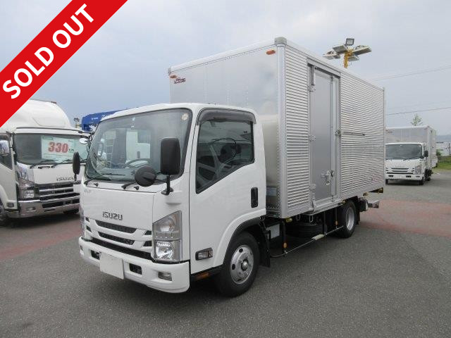 [Rental available] 2018 Isuzu Elf small aluminum van, 3t capacity, wide and long, left side door, storage PG, back-eye camera, ETC