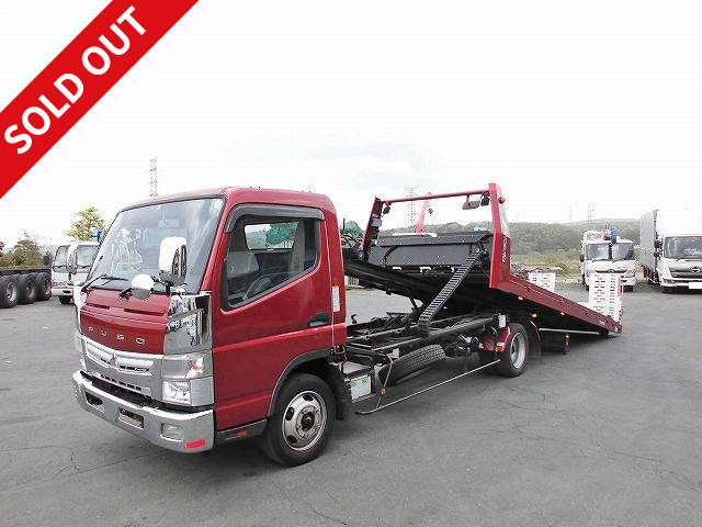 2013 Mitsubishi Fuso Canter, small slide self-loader, low-floor, Flat Top Zero manufactured by Kyokuto Kaihatsu Kogyo, with winch, radio control and ETC