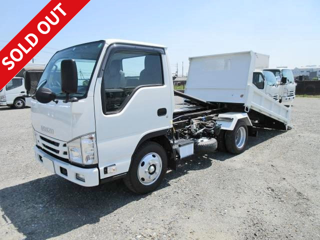 2017 Isuzu Elf small loader dump truck, low-floor, 3-ton load capacity, made by ShinMaywa, square bottom, 3-sided opening [Can also transport soil and construction machinery]