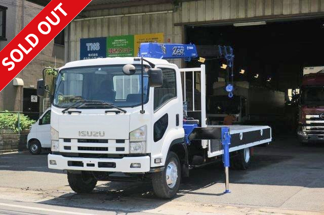 2008 Isuzu Forward, medium-sized crane-equipped flatbed, shift automatic, Tadano 4-speed, 2.93 ton lift, hook-in radio-controlled, high-floor