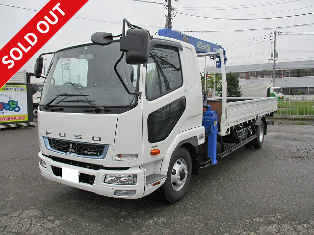 Now leased! <New> 2018 Mitsubishi Fuso Fighter Standard flatbed with medium-sized crane Tadano 4-stage boom 240 horsepower Hook-in radio control Heated mirror