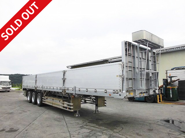 2008 model Kodaira high-floor 3-axle 7-way opening aluminum block flat trailer with lift axle! Air suspension on all wheels, 21 pairs of inner hooks, ABS equipped