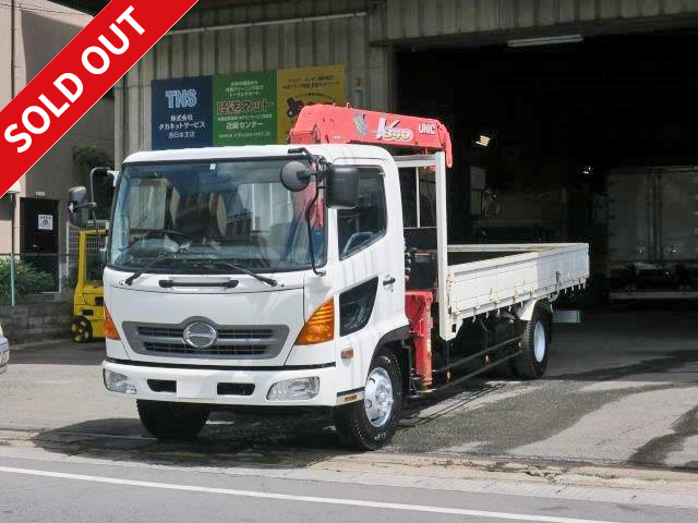 2006 Hino Ranger, flatbed with medium-sized crane, 75,000km actual mileage!! Bedless, Furukawa Unic 3-stage boom, 2.93t lifting, hook-in