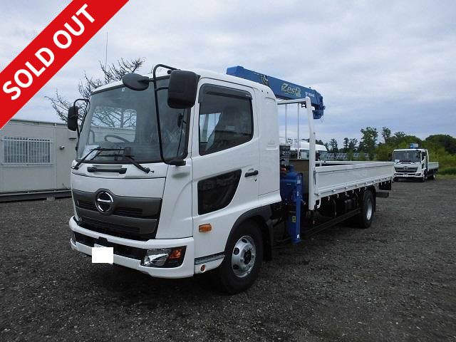 [For rental only] [New model] 2018 model Hino Ranger, medium-sized crane, standard wooden body, Tadano 4-stage boom, hook-in, radio control