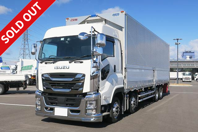 Now on lease! 2018 Isuzu Giga, 4-axle low-floor, large aluminum wing, rear air suspension, retarder, aluminum wheels, dealer inspection record book included [snow-melting agent-proof vehicle]