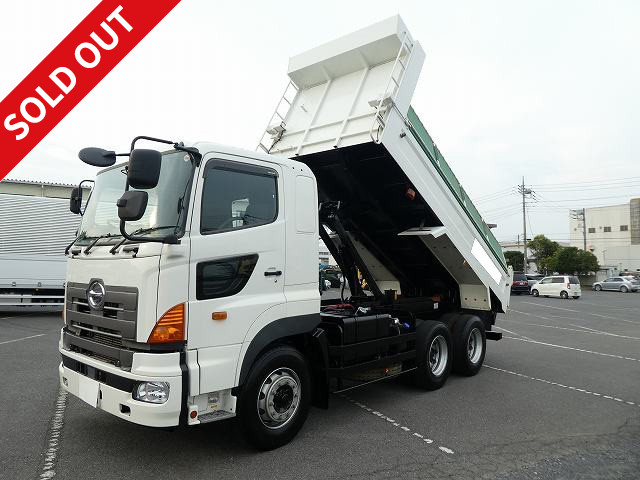 2017 Hino Profia large dump truck, high-floor rear 2-axle, Shinmaywa 5100 body, 2 differentials, reinforced square bottom, 1-way opening, 9.1t load capacity, electric cobo lane, maintenance inspection record book included