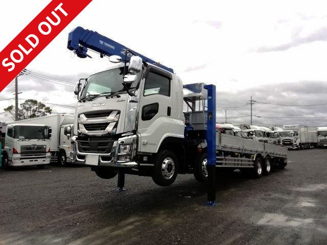 [Lease de Sugu Nori exclusive] <<New model>> 2018 model Isuzu Giga, low-floor 4-axle, self-lifting with large crane, Tadano high jack, custom vehicle, winch, retarder, aluminum wheels 