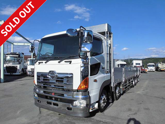 2008 Hino Profia Large flatbed aluminum block 4-axle low floor 7-way opening Loading capacity 14.1t Rear wheel air suspension Retarder Chrome plated Vehicle inspection valid until September 2019!