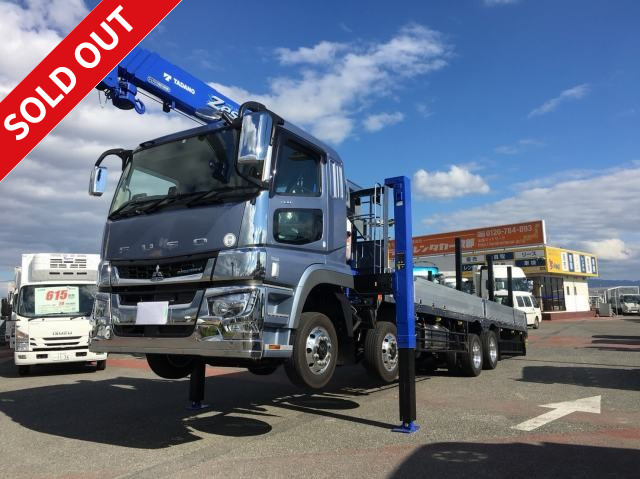 2018 Mitsubishi Fuso Super Great, low-floor 4-axle, self-lifting with Tadano crane, high-jack, winch, 4-stage boom, 394 horsepower, radio-controlled hook-in