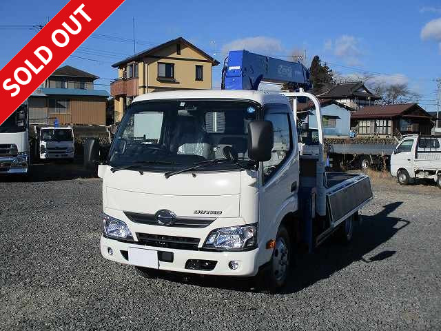 [Lease de Sugu Nori exclusive] 2018 model Hino Dutro flatbed with small crane, high floor, standard/semi-long, 3.0t load capacity, Tadano 4-stage, 2.63t lifting, hook-in and radio control included