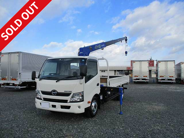 2018 model Hino Dutro Flatbed with small crane High bed Ultra wide and ultra long Loading capacity 3.6t Tadano 4-stage 2.93t lifting High bed Hook-in and radio control included