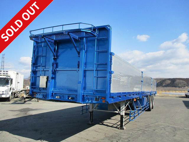 1999 model, load capacity 21.5 tons! Bed length 12.8m, 2-axle, aluminum block flat body semi-trailer, 7-way opening, made by Yusouki 