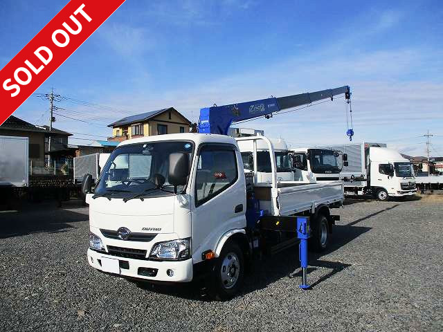 2018 model Hino Dutro flatbed with small crane, standard long, 3.5t load capacity, Tadano 4-stage, 2.63t lifting, high platform, hook-in and radio control included