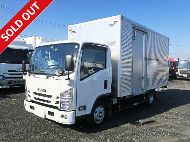 New model for 2018! Isuzu Elf small aluminum van, low floor, wide and long, 2t capacity, left side door, ETC, backup camera, medium-sized license required