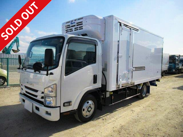 2017 Isuzu Elf Small refrigerated van, 2t capacity, wide and long, with Topre heating function, 2-layer type, 3 rear doors, side door, standby, cooling curtain, full flat low