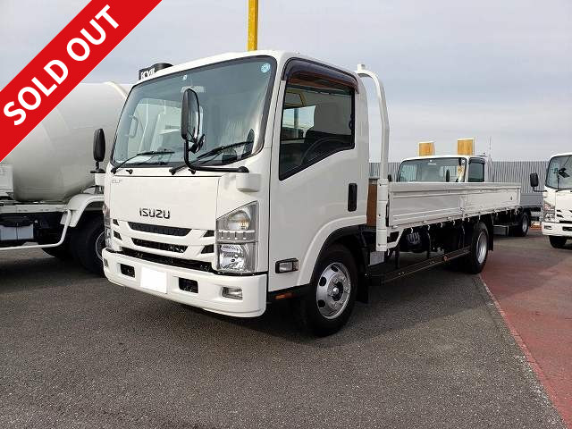 [Lease de Sugu Nori exclusive] 2018 model year Isuzu new Elf, wooden flat body, 4.6t wide extra long, fully low floor