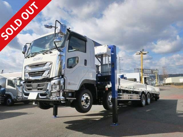 [Lease de Sugu Nori exclusive] 2019 model Isuzu Giga 4-axle low-floor self-lift with large crane, Tadano high jack, custom vehicle, winch, retarder, aluminum wheels 