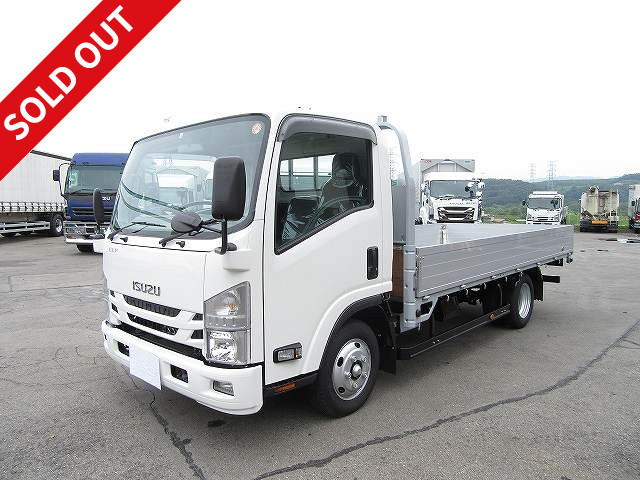 [Lease de Sugu Nori exclusive] 2019 model Isuzu Elf small flatbed body aluminum block low floor wide long load capacity 2t <Semi-medium-sized (5t limited) license compatible>