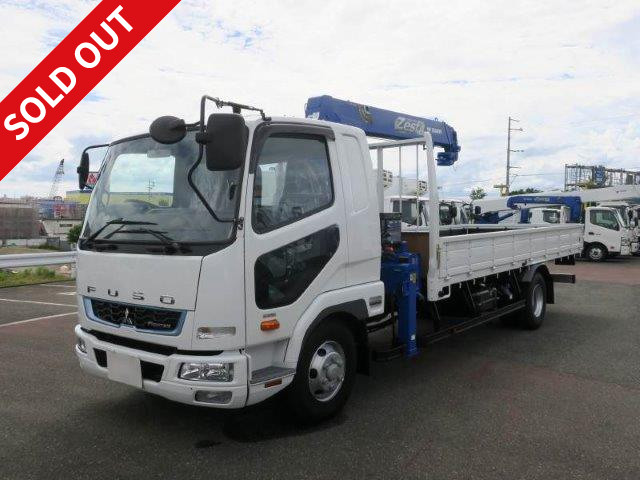 Reiwa 1 model, new Mitsubishi Fuso Fighter, standard flatbed with medium-sized crane, Tadano 4-stage boom, 2.93 ton lift, 240 horsepower, hook-in and radio control