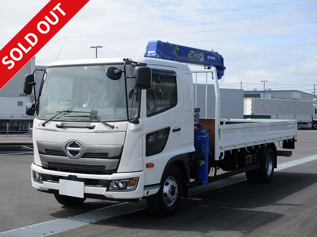 Reiwa 1 model Hino Ranger Flatbed with medium-sized crane Tadano 4-stage boom Standard 2.93t lifting Hook-in and radio control included