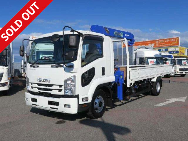 Reiwa 1 model Isuzu Forward Flatbed with medium-sized crane Standard body Tadano 4-stage boom Inner dimension 5500mm 2.93 lifting Hook-in and radio control included 