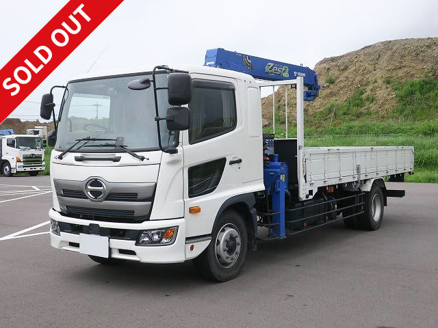 Lease up now! 2019 model Hino Ranger, heavy-duty, flatbed with crane, Tadano 4-stage boom, inner dimensions 5500mm, 240 horsepower, 2.93t lifting, hook-in and radio control included