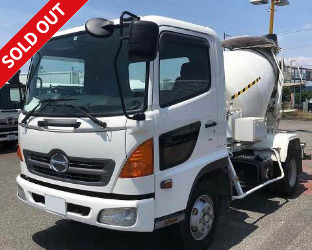 2006 Hino Ranger Medium-sized concrete mixer truck, Kayaba-made, drum capacity 3.2m3, ETC included, dealer inspection record book included