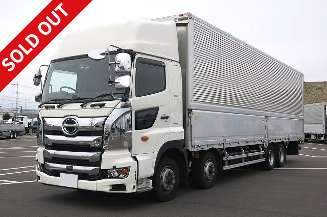 Now on lease! 2018 Hino Profia large aluminum wing, 4-axle low floor, high roof, rear air suspension, retarder included, dealer inspection record book included