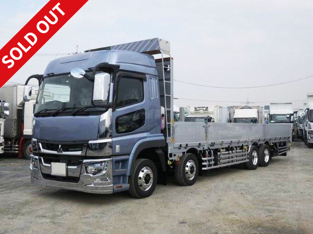 Lease up now! Reiwa 2nd year model Mitsubishi Fuso Super Great, large aluminum block flat body, 5-way opening, 4-axle low floor, high roof, rear wheel air suspension 