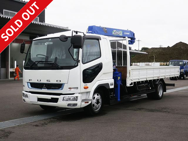 Reiwa 2nd year model Mitsubishi Fuso Fighter, medium-sized crane-equipped flatbed, wide, Tadano 4-stage boom, hook-in and radio-controlled