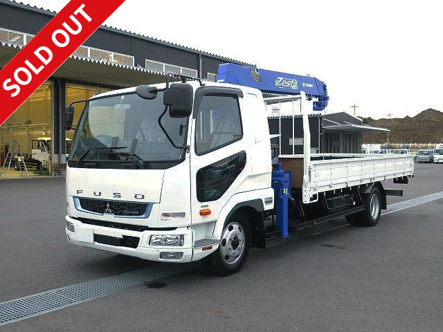 Reiwa 2nd year model Mitsubishi Fuso Fighter, medium-sized crane-equipped flatbed, wide, Tadano 5-stage boom, hook-in and radio-controlled