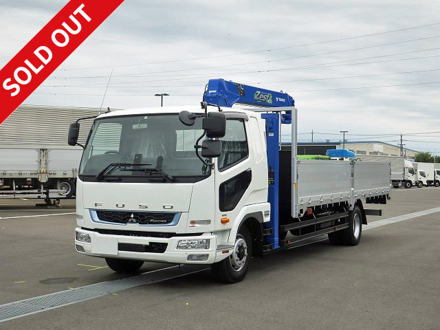 Reiwa 2nd year Mitsubishi Fuso Fighter, flat body aluminum block with extra-ton crane, 5-way opening, Tadano 4-stage boom, inner dimension 6500mm wide, 240 horsepower, 2.93t lifting, hook-in and radio control included