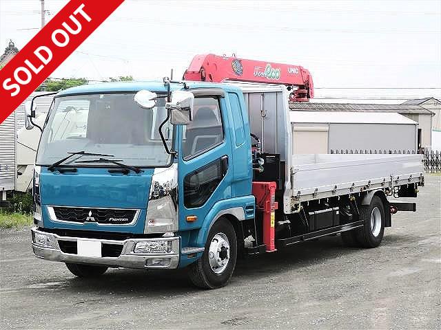 2015 Mitsubishi Fuso Fighter Flatbed with Medium Crane Aluminum Block 3-way Opening Furukawa Unic 4-stage Boom 2.93t Lifting Rear Outriggers and Radio Control ★Inspection valid until October 2021★