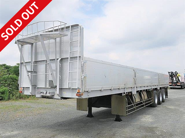 2005 model, Nippon Trex, 3-axle, aluminum block flat trailer, 7-way opening, 27.1t load, 13m body, 12 pairs of internal hooks, 7 pairs of stanchion holes, ABS compliant