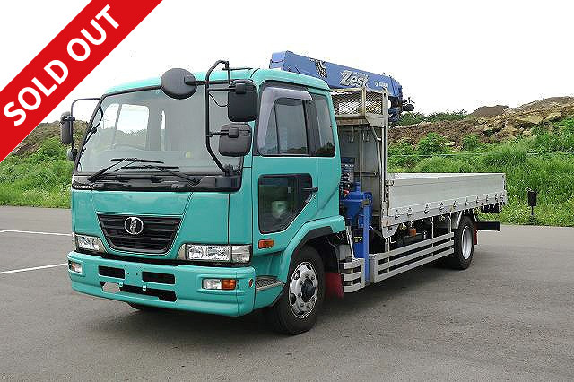 2008 model UD Trucks Condor flatbed with extra-ton crane, aluminum block, 3-way opening, Tadano 4-stage boom, adjustable outriggers, radio control, ETC2.0 included ★Approximately 792,000km on the meter★