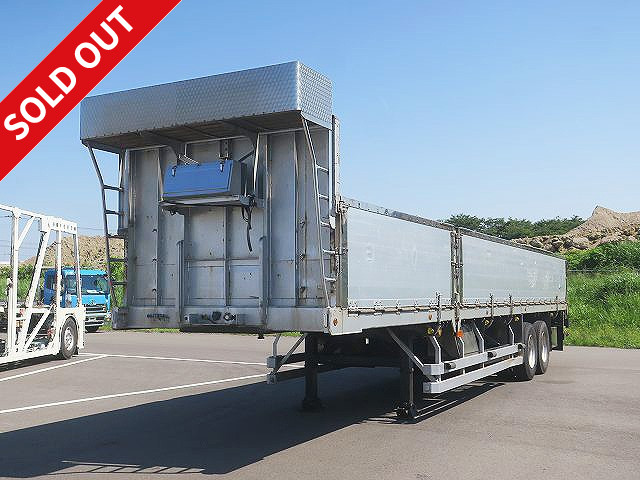 2014 model Nippon Trex 2-axle aluminum block flat trailer, 5-way opening, maximum load capacity 17.7t, lift axle, electric auxiliary legs, 13 pairs of inner hooks, ABS compatible, meter tailgate ★Inspection valid until March 2022★ 