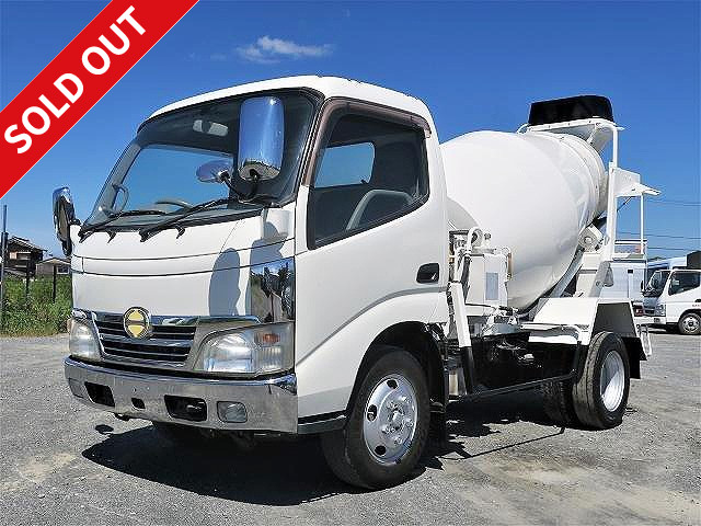 2008 Hino Dutro Small Concrete Mixer Truck, manufactured by Kyokuto Kaihatsu Kogyo, Drum Capacity 2.5m3 [Semi-medium license required *Excluding 5t limited]