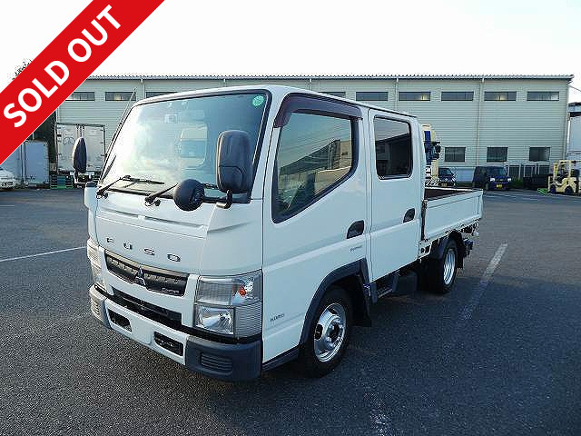 2011 Mitsubishi Fuso Canter, small flatbed, double cab, standard width, low floor, 2 pedals, 1.5 ton payload, navigation system [medium-sized (5 ton limited) license compatible *old standard license OK]