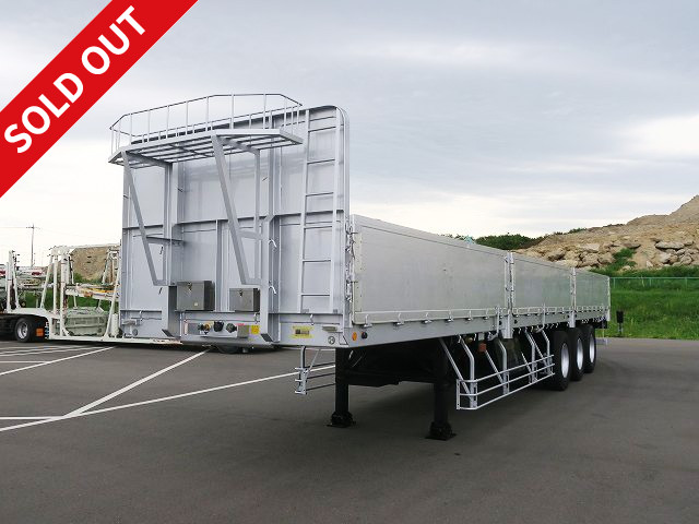 2008 model Nippon Trex 3-axle aluminum block flat trailer with lift axle, 7-way opening, 27t load capacity, 8 pairs of internal hooks, ABS compatible 