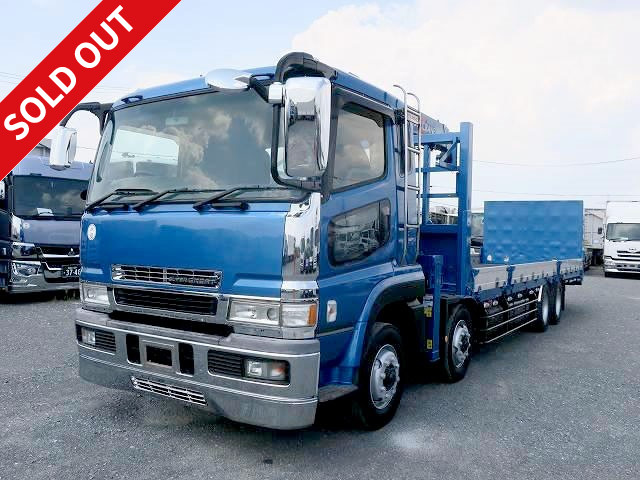 2004 Mitsubishi Fuso Super Great self-loader with large crane (heavy equipment transport vehicle) 4-axle low bed Hanamidai hip lifter Tadano 4-stage boom *Actual mileage approx. 688,000 km/Vehicle inspection valid until June 2022*