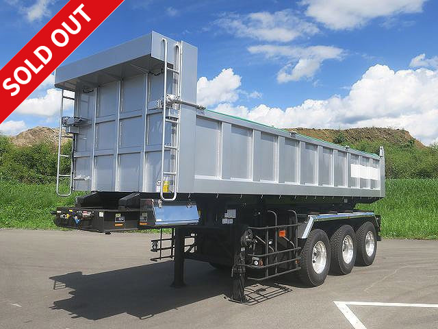 [New unregistered vehicle] 3-axle dump trailer "soil and sand specification" Load capacity 25.9t, 16 cubic meters Vessel lining Swedish steel Nippon Trex