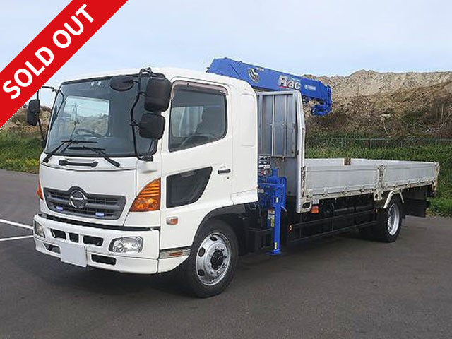 2006 Hino Ranger, heavy-duty, flatbed aluminum block with crane, 5-way opening, Tadano 4-stage boom, 2.93 ton lifting, hook-in and radio control, 270 horsepower, 355,000 km on meter, vehicle inspection valid until May 2022