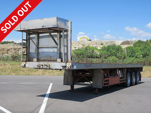 1989 Tokyu 3-axle cutting board semi-trailer, load capacity 26t, total length 12m body, stanchion holes, internal hooks, steel checkered floor