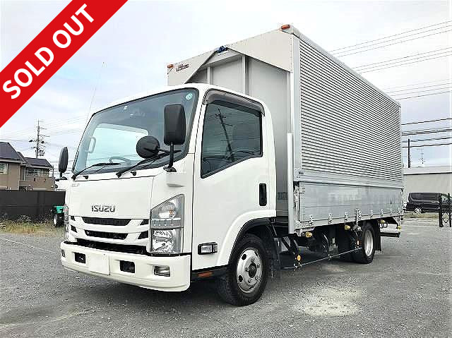 Now on lease! 2018 model Isuzu Elf 2t aluminum wing, fully low floor, wide long, with ETC and back eye camera [medium-sized license compatible *excluding 5t limited] ★Dealer inspection record book/vehicle inspection valid until July 2022★