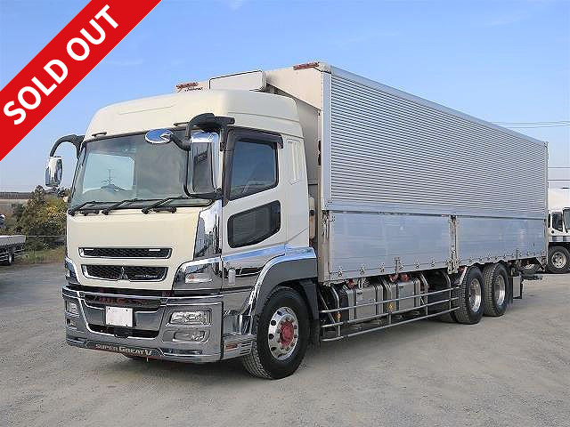 2015 Mitsubishi Fuso Super Great, large aluminum wing, high-floor 3-axle, storage PG, rear air suspension, high roof, aluminum wheels, navigation system, back-eye camera