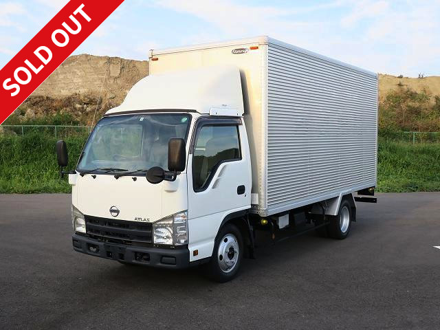 2008 Nissan Atlas small aluminum van, 2.1t capacity, standard long, full super low, wind deflector, rear shutter type [Semi-medium-sized (5t only) license compatible *Old standard license OK]