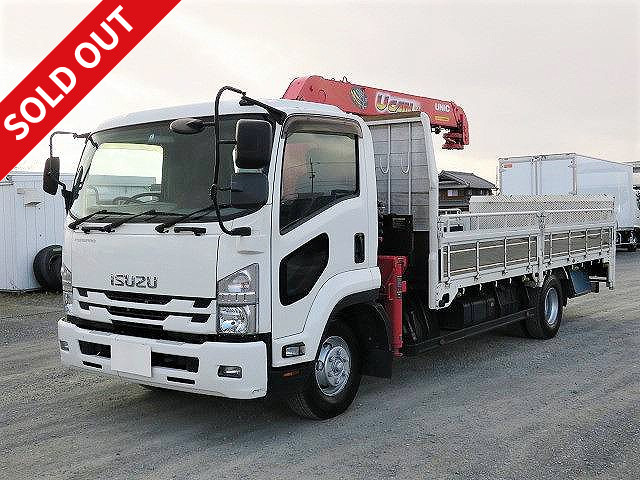 2017 Isuzu Forward Medium-sized Flatbed with Crane 5-way Opening Wide Furukawa Unic 3-stage Boom 2.9t Lifting Vertical PG Hook-in Radio Control *Approximately 155,000km on meter/Inspection valid until February 2022* 